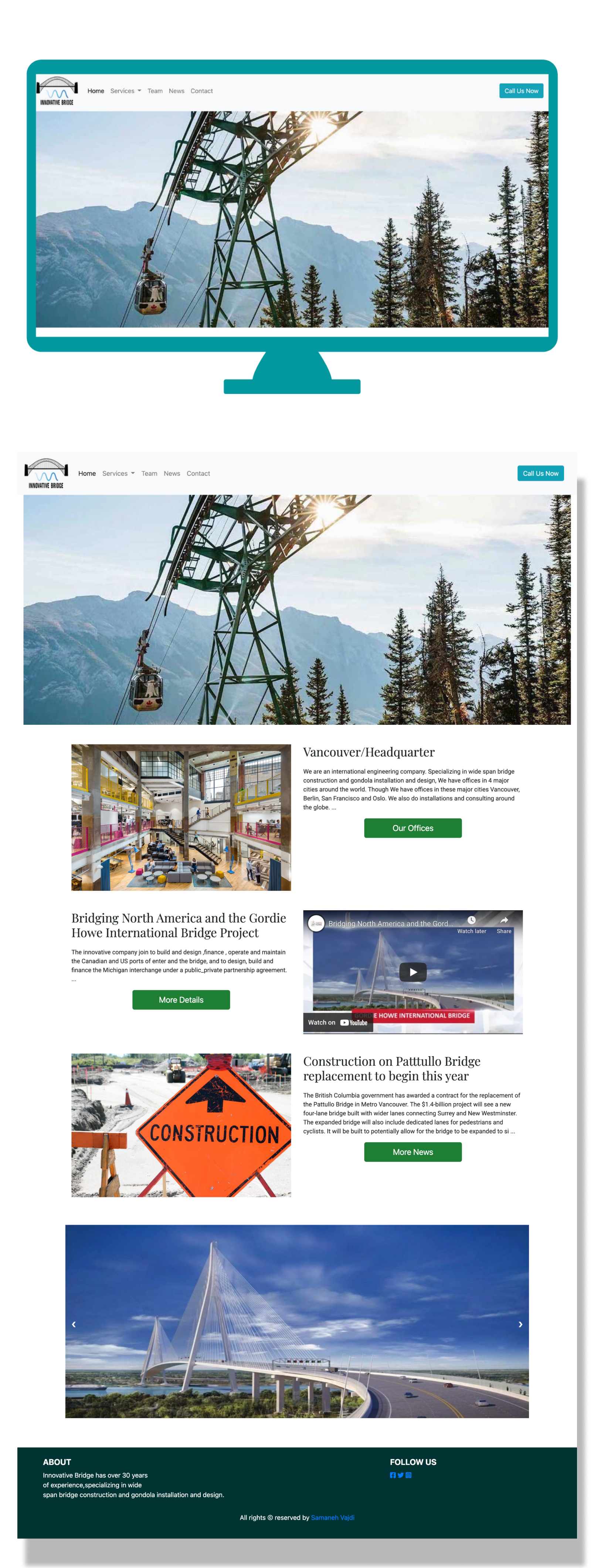 Innovative Bridge website screens