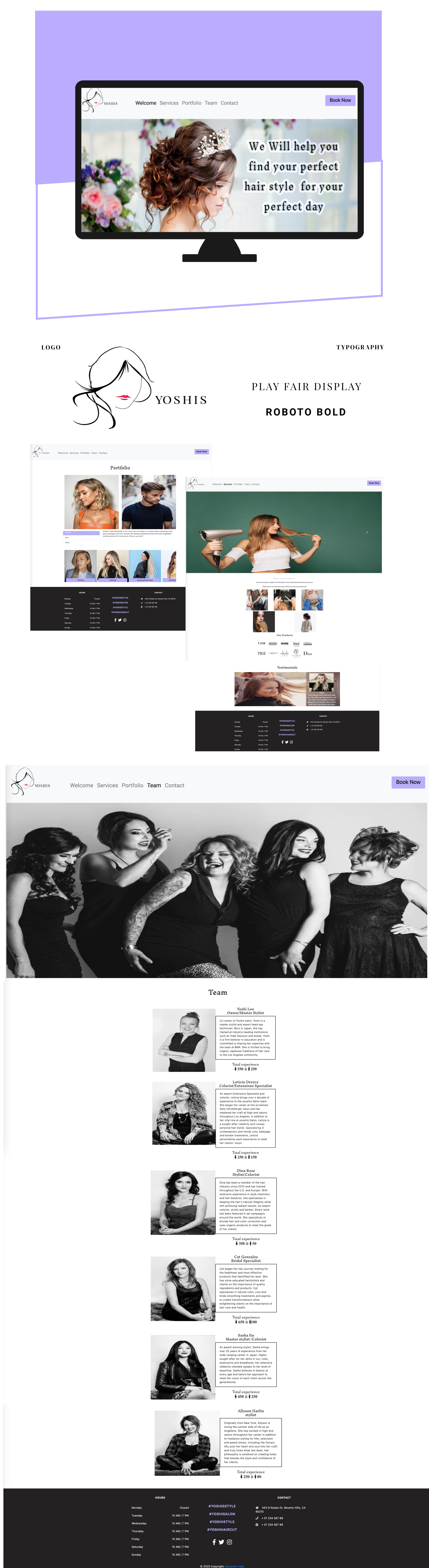 Yoshi Hair Salon website screens