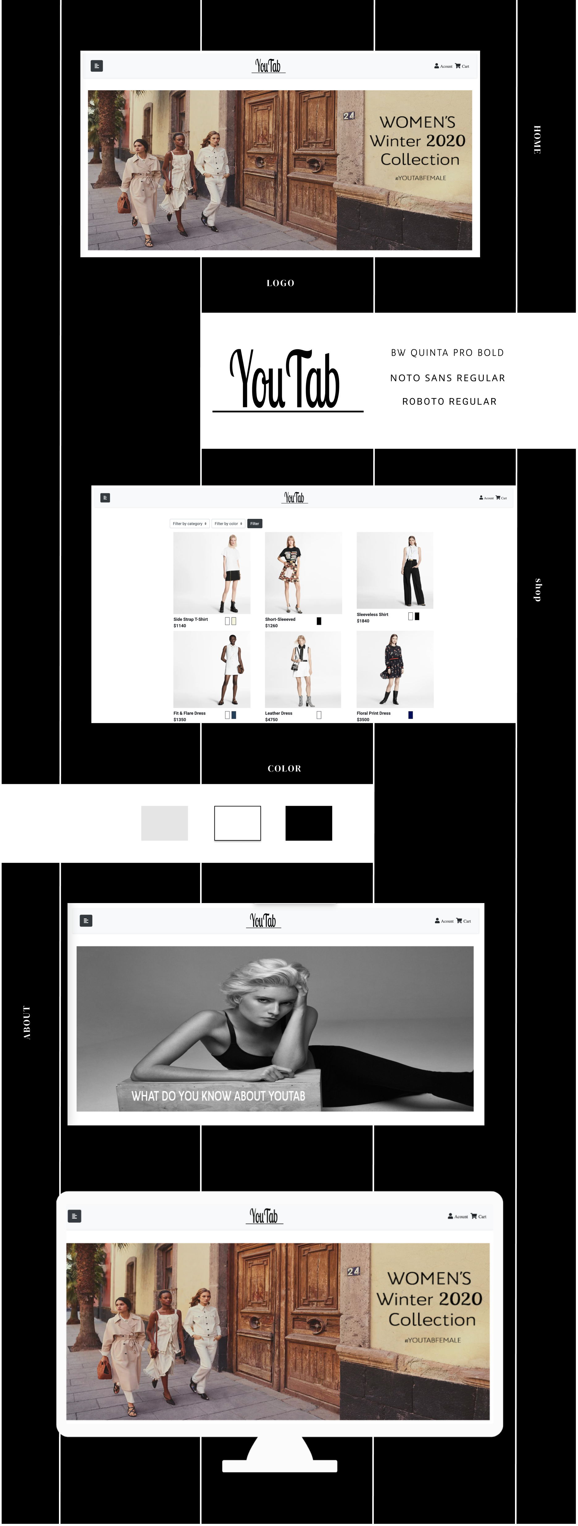 YouTab storefront and product screens